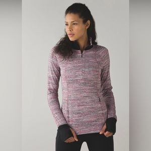 Lululemon Runderful 1/2 Zip Space Dye Camo Berry Rumble Multi/ Black